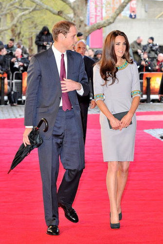 Kate Middleton and her husband, Prince William, were together in rainy London this week to check out the premiere of African Cats, which was held to benefit the Aid of Tusk charity. She wore a gray number from British designer Matthew Williamson.
Kate Middleton and her husband, Prince William, were together in rainy London this week to check out the premiere of African Cats, which was held to benefit the Aid of Tusk charity. She wore a gray number from British designer Matthew Williamson.