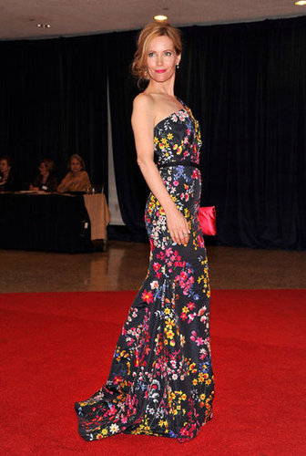 Leslie Mann posed in a long floral gown.
Leslie Mann posed in a long floral gown.