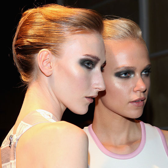 Models show off the "short back and sides" hairstyle backstage. Models show off the "short back and sides" hairstyle backstage.