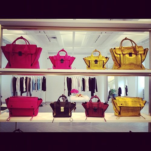 We had to snap a photo of the wall of lust-inducing Phillip Lim totes at the designer's showroom.
We had to snap a photo of the wall of lust-inducing Phillip Lim totes at the designer's showroom.