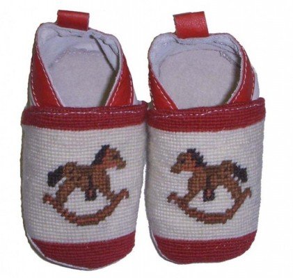 By Paige Needlepoint Rocking Horse Booties By Paige Needlepoint Rocking Horse Booties