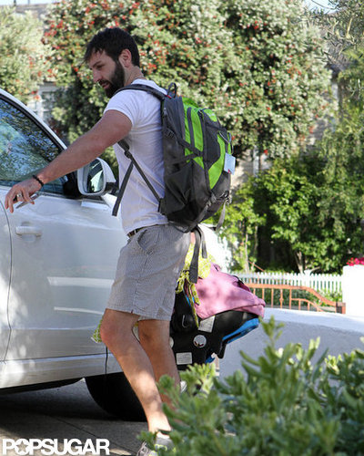 Josh Kelley carried his daughter out of a friend's house in LA.
Josh Kelley carried his daughter out of a friend's house in LA.