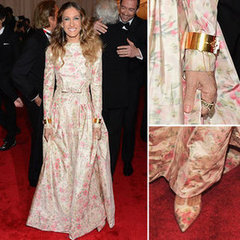 Pictures of Sarah Jessica Parker in Floral Print Valentino Gown on the Red Carpet at the 2012 Met Costume Institue Gala