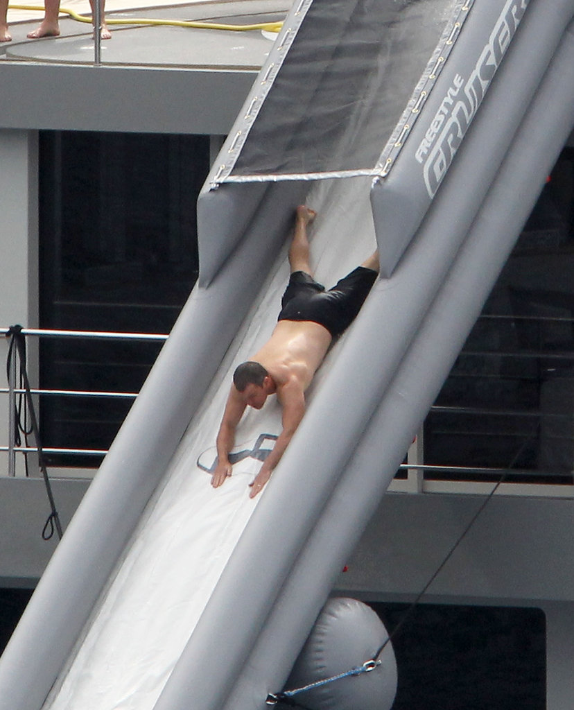 Matt Damon rode down a waterslide off the side of a megayacht in St. Barts in January 2012.
Matt Damon rode down a waterslide off the side of a megayacht in St. Barts in January 2012.