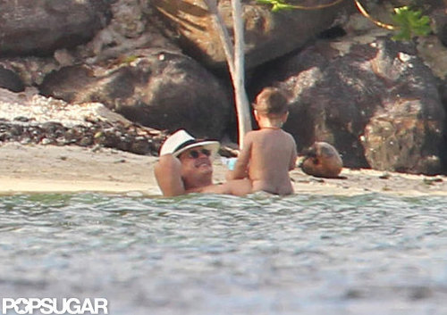 Dad Orlando Bloom relaxed in the water with Flynn in his lap in Bora Bora.
Dad Orlando Bloom relaxed in the water with Flynn in his lap in Bora Bora.