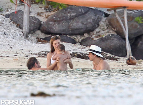 Miranda Kerr and Orlando Bloom took baby Flynn for a dip in the water in Bora Bora.
Miranda Kerr and Orlando Bloom took baby Flynn for a dip in the water in Bora Bora.