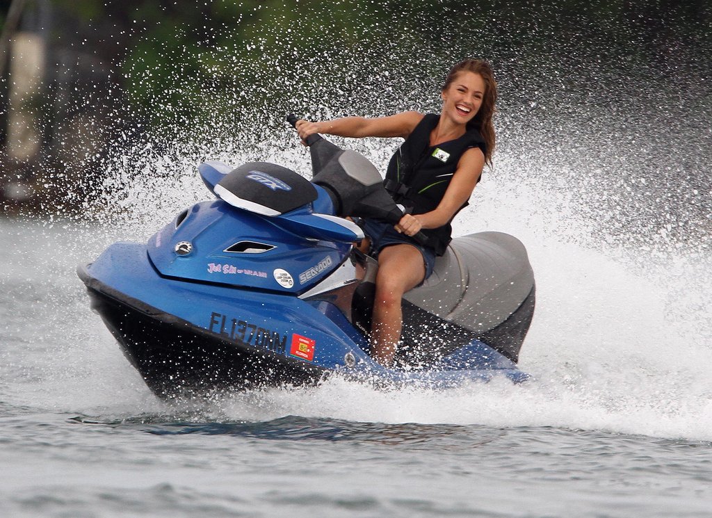 Minka Kelly jet skied off the shore of Miami in October 2011 while filming her made-for-TV reboot, Charlie's Angels.
Minka Kelly jet skied off the shore of Miami in October 2011 while filming her made-for-TV reboot, Charlie's Angels.