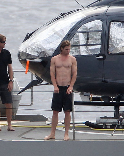 Chris Hemsworth showed off his abs while having fun on a yacht with wife Elsa Pataky and Matt Damon in St. Barts in January 2012.
Chris Hemsworth showed off his abs while having fun on a yacht with wife Elsa Pataky and Matt Damon in St. Barts in January 2012.
