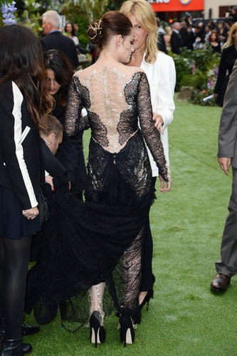 The back of the gown revealed another sheer inset and subtle, silvery detailing.
The back of the gown revealed another sheer inset and subtle, silvery detailing.