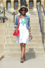 Casual: White Tank dress + Denim jacket