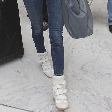 Irina Shayk in White Hightop Sneakers