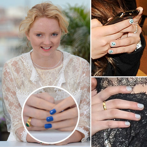 Lily Cole, Kristen Stewart, Chloe Green in Blue Nail Polish