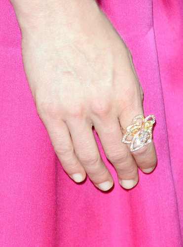 Kirsten Dunst accessorized with a delicate cocktail ring.
Kirsten Dunst accessorized with a delicate cocktail ring.