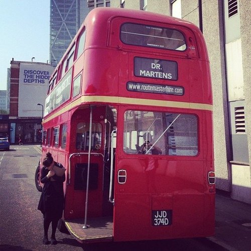 Across the pond, we hopped aboard a red double-decker bus to tour the Dr. Martens factory.
Across the pond, we hopped aboard a red double-decker bus to tour the Dr. Martens factory.