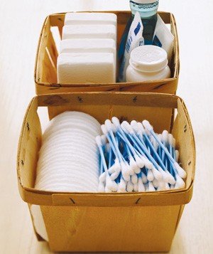 Berry Baskets as Bathroom Storage Berry Baskets as Bathroom Storage