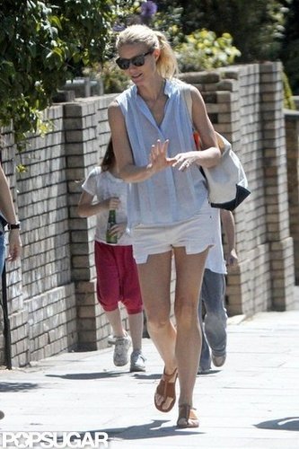 Gwyneth Paltrow wore short white shorts out in London.
Gwyneth Paltrow wore short white shorts out in London.