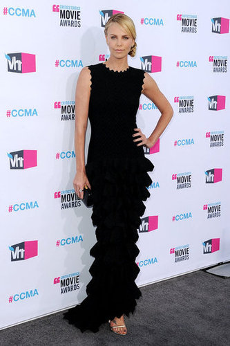Charlize stunned in a scalloped Azzedine Alaïa gown at the 2012 Critics' Choice Movie awards.
Charlize stunned in a scalloped Azzedine Alaïa gown at the 2012 Critics' Choice Movie awards.