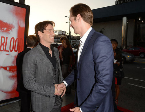 Alexander Skarsgard and Stephen Moyer shared a friendly moment on the red carpet.
Alexander Skarsgard and Stephen Moyer shared a friendly moment on the red carpet.