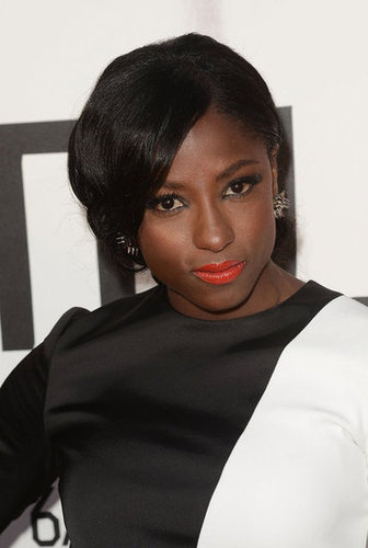 Rutina Wesley paired her two-toned dress with a bright lip color.
Rutina Wesley paired her two-toned dress with a bright lip color.