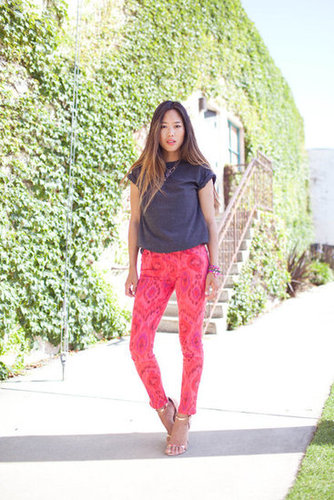 If you haven't already, embrace the season's call to printed pants; then add in your favorite tee and heels to elevate the look for a night out.
Photo courtesy of Song of Style
If you haven't already, embrace the season's call to printed pants; then add in your favorite tee and heels to elevate the look for a night out.
Photo courtesy of Song of Style