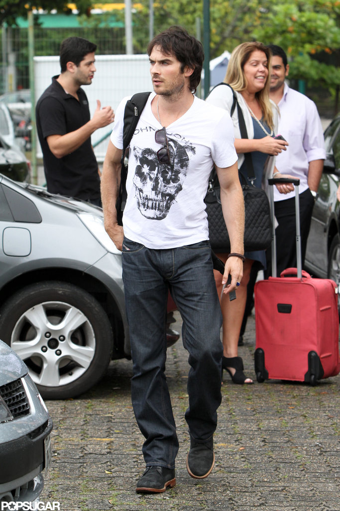 Ian Somerhalder went for a helicopter ride in Brazil. Ian Somerhalder went for a helicopter ride in Brazil.