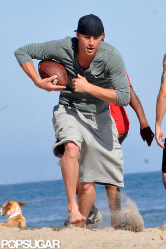 Channing Tatum hit the beach with friends.
Channing Tatum hit the beach with friends.
