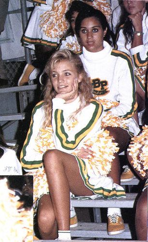 Cameron Diaz rooted for the team with pom-poms in her hand before hitting the big screen.
Cameron Diaz rooted for the team with pom-poms in her hand before hitting the big screen.