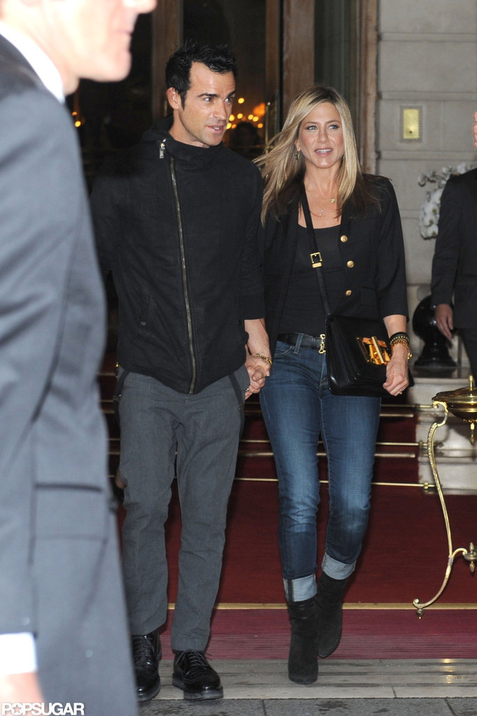 Jennifer Aniston and Justin Theroux were smiling as they stepped out in Paris.
Jennifer Aniston and Justin Theroux were smiling as they stepped out in Paris.