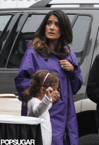 Salma Hayek and daughter Valentina Pinault were together on the Boston set of Grown Ups 2.
Salma Hayek and daughter Valentina Pinault were together on the Boston set of Grown Ups 2.