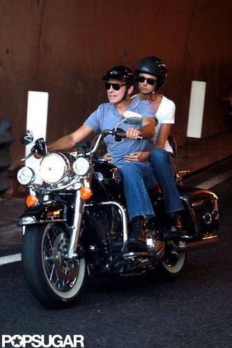 George Clooney went for a motorcycle ride with Stacy Keibler.
George Clooney went for a motorcycle ride with Stacy Keibler.