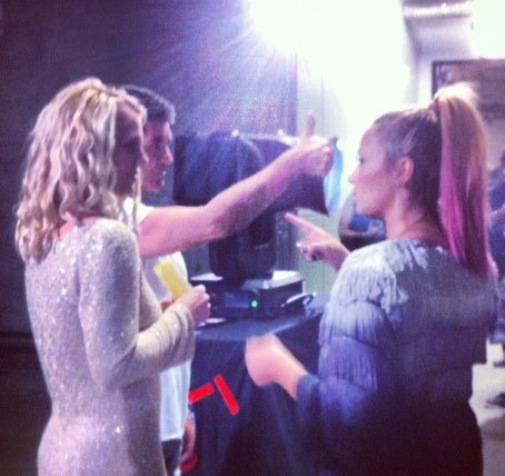 Britney Spears, Simon Cowell, and Demi Lovato hung together backstage while taping The X Factor.
Source: Twitter user ddlovato
Britney Spears, Simon Cowell, and Demi Lovato hung together backstage while taping The X Factor.
Source: Twitter user ddlovato