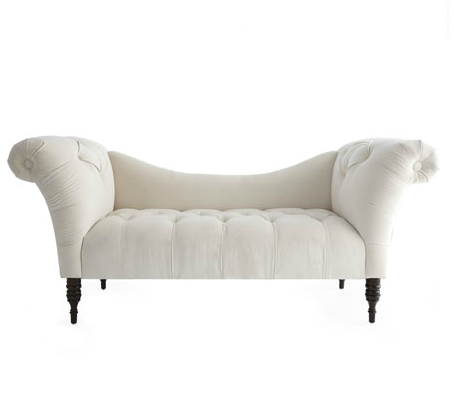 The dainty tufting and dramatic winged arms on this White Pandora Settee ($1,100) make it ideal for adding a touch of Old Hollywood glamour.
The dainty tufting and dramatic winged arms on this White Pandora Settee ($1,100) make it ideal for adding a touch of Old Hollywood glamour.