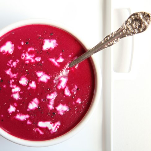Roasted Beet and Garlic Soup with Chèvre Roasted Beet and Garlic Soup with Chèvre