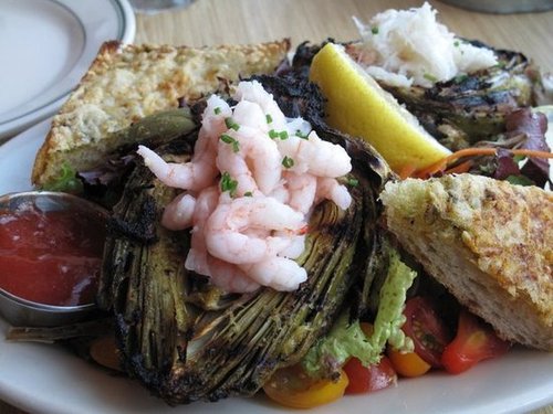 Bay Shrimp-Stuffed Grilled Artichoke