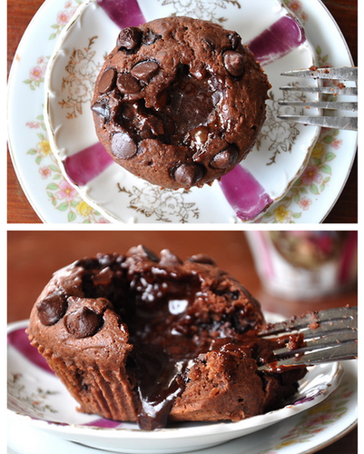 Triple Chocolate Molten Muffins