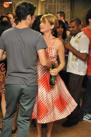 Michelle Williams's character Margot dancing in a red-and-white dotted retro dress. To get the look, shop this equally sassy red polka-dot dress from ModCloth ($55).
Michelle Williams's character Margot dancing in a red-and-white dotted retro dress. To get the look, shop this equally sassy red polka-dot dress from ModCloth ($55).