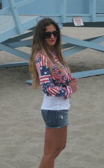 H+M American Flag Cropped Denim Jacket - 4th of July dressing - What to wear on the 4th of July