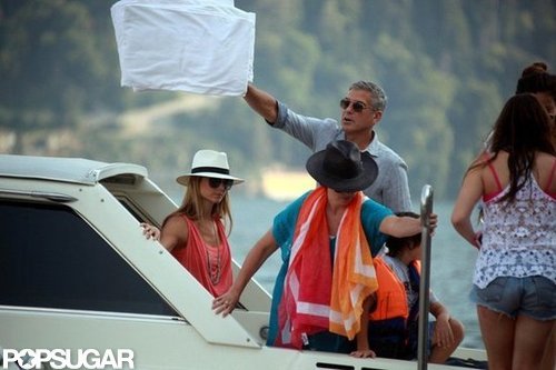 George Clooney and Stacy Keibler Get Back to Boating in Lake Como George Clooney and Stacy Keibler Get Back to Boating in Lake Como