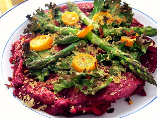 Roasted Garlic-Beet Socca Pizza Roasted Garlic-Beet Socca Pizza