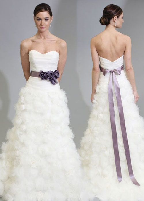 white wedding dresses with purple