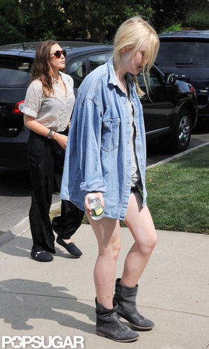Dakota Fanning was joined by Elizabeth Olsen on the NYC set of Very Good Girls.
Dakota Fanning was joined by Elizabeth Olsen on the NYC set of Very Good Girls.