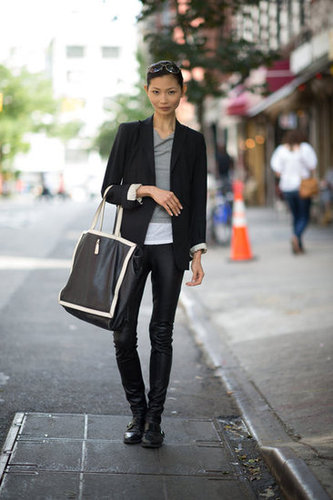 Say hello to your sleek side with a pair of leather pants, an ultraluxe tote, and a slick blazer.
Photo courtesy of Adam Katz Sinding
Say hello to your sleek side with a pair of leather pants, an ultraluxe tote, and a slick blazer.
Photo courtesy of Adam Katz Sinding