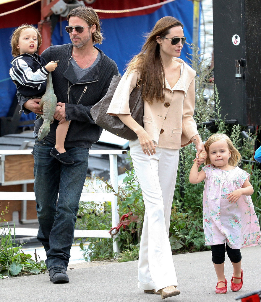 Brad Pitt and Angelina Jolie took Knox Jolie-Pitt and Vivienne Jolie-Pitt to a show on a boat in London in August 2011 with their brothers and sisters.
Brad Pitt and Angelina Jolie took Knox Jolie-Pitt and Vivienne Jolie-Pitt to a show on a boat in London in August 2011 with their brothers and sisters.