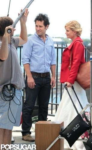 Amy Poehler Gets Close With Pal Paul and Son Archie on Set Amy Poehler Gets Close With Pal Paul and Son Archie on Set