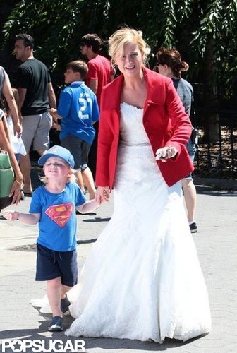 Amy Poehler Gets Close With Pal Paul and Son Archie on Set Amy Poehler Gets Close With Pal Paul and Son Archie on Set