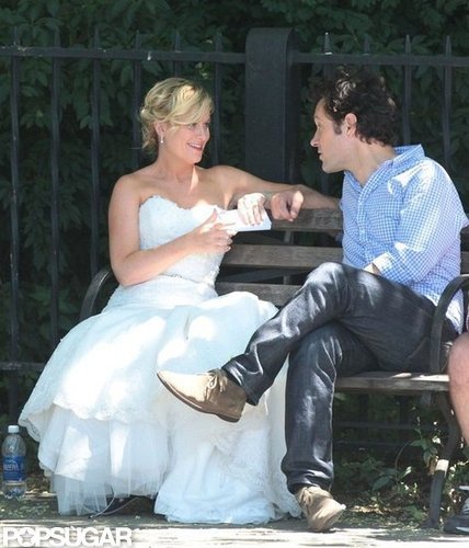 Amy Poehler wore a wedding dress in NYC.
Amy Poehler wore a wedding dress in NYC.