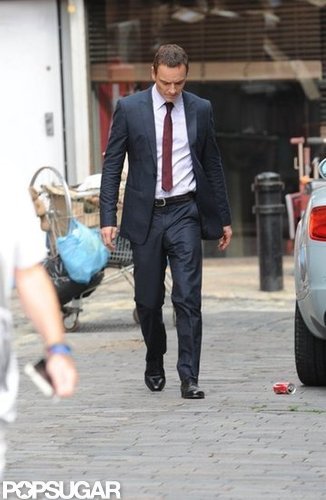 Brad Pitt Debuts a Shiner on Set With Michael Fassbender Brad Pitt Debuts a Shiner on Set With Michael Fassbender