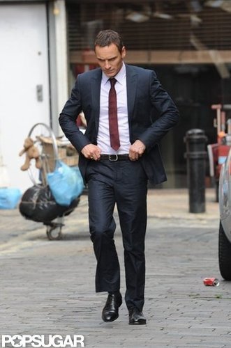 Brad Pitt Debuts a Shiner on Set With Michael Fassbender Brad Pitt Debuts a Shiner on Set With Michael Fassbender