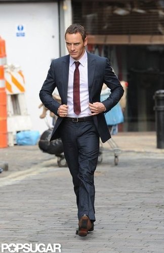 Brad Pitt Debuts a Shiner on Set With Michael Fassbender Brad Pitt Debuts a Shiner on Set With Michael Fassbender