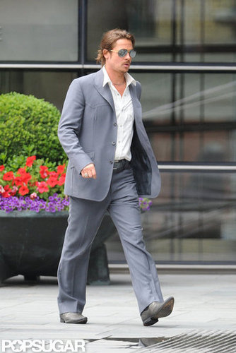 Brad Pitt Wears a Ponytail For a Working Weekend Brad Pitt Wears a Ponytail For a Working Weekend